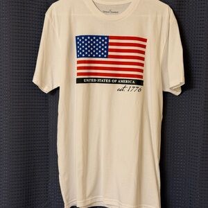 Classic White Tee with American Flag Design